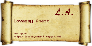 Lovassy Anett névjegykártya